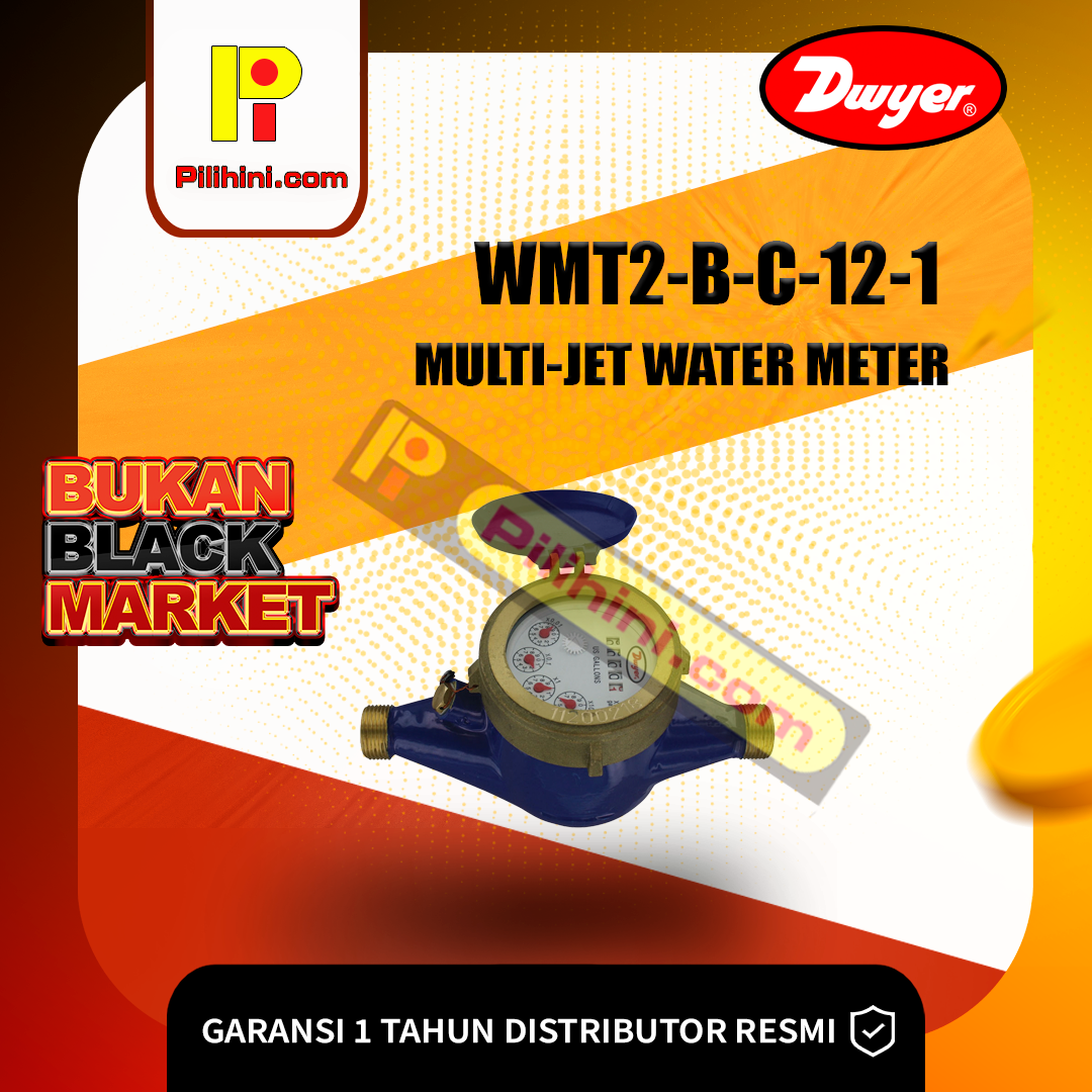 Dwyer WMT2-B-C-12-1 Multi-Jet Water Meter with Pulsed