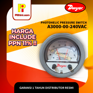 Dwyer A3000-00-240VAC Series Photohelic Pressure Switch-Gage